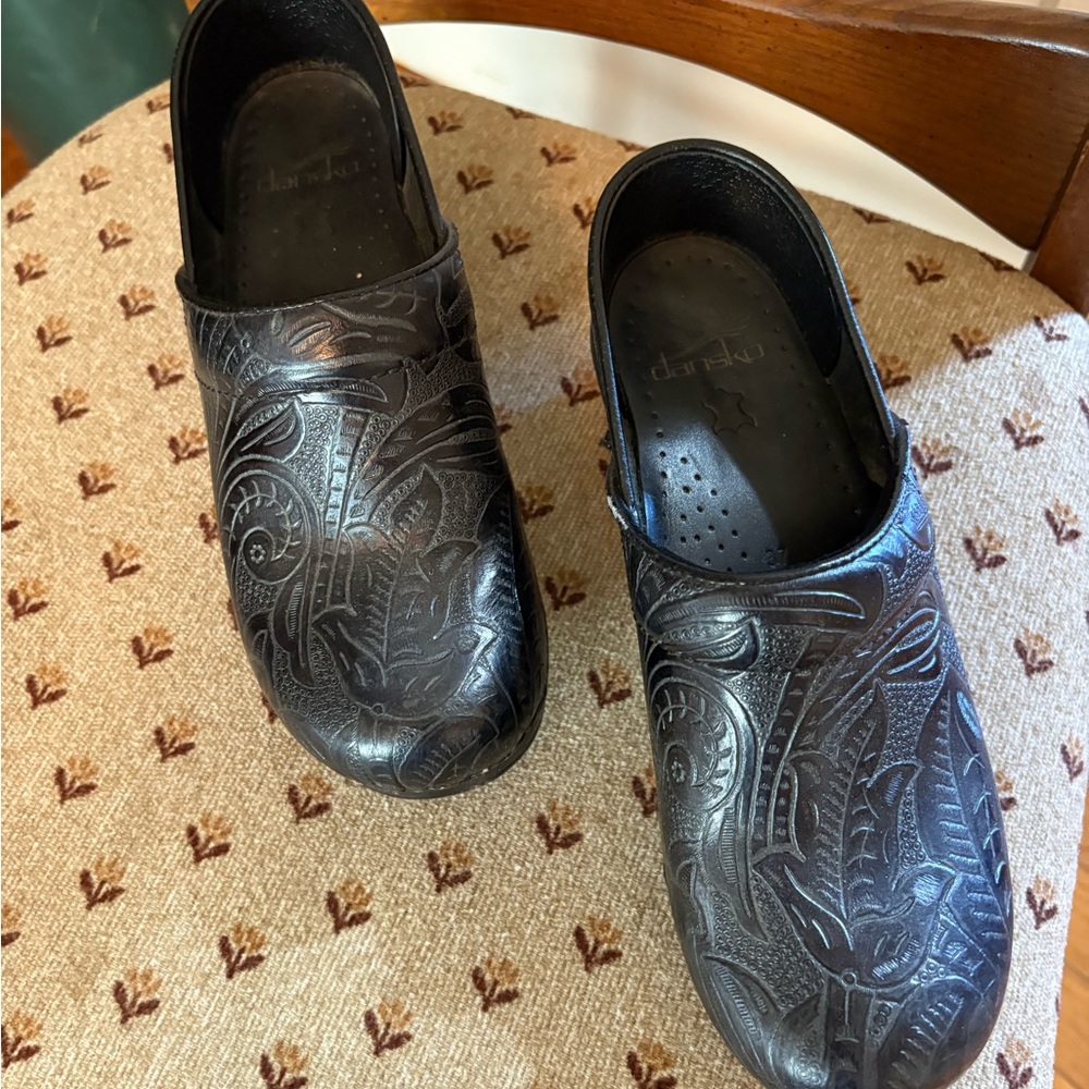 Dansko Black Embossed Clogs